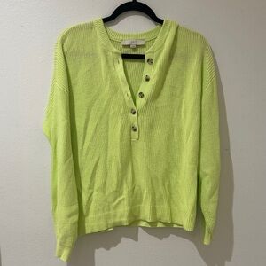 LOFT Neon Yellow V-Neck Sweater